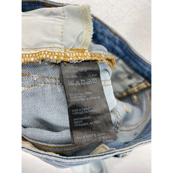 AllSaints Mast Skinny Jeans Women’s Blue Faded Low Rise Stretch Denim Casual 25W - Picture 13 of 13